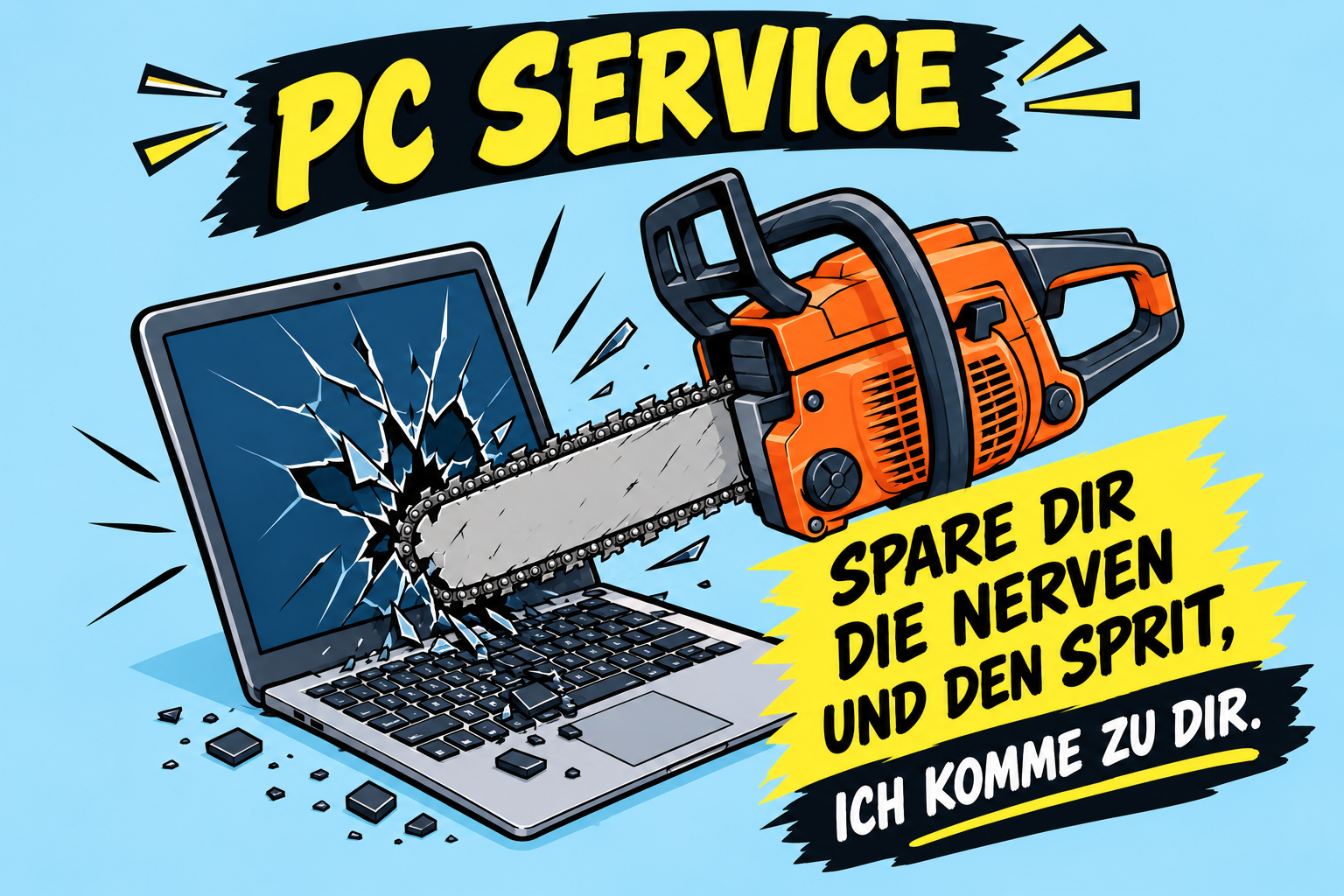 PC-Service: Spare dir die Nerven und den Sprit. Ich komme zu dir.